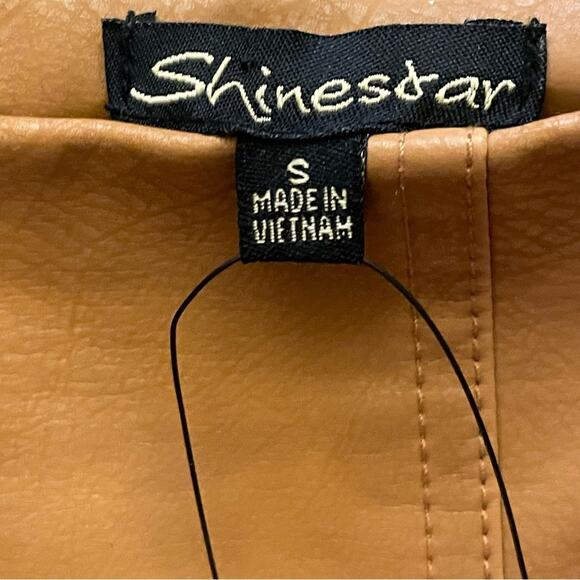 Shinestar women's brown camel tan lined zip back mini skirt size small S b22 - Picture 2 of 4